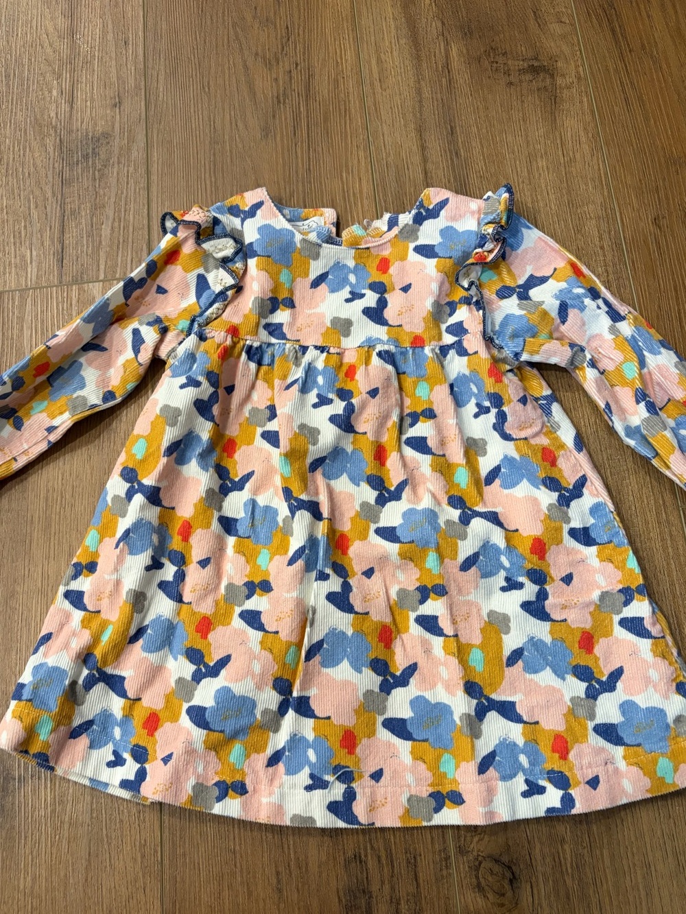 Mud Pie Multicolor Floral Corduroy Dress - Pink, Blue, Yellow, Cream